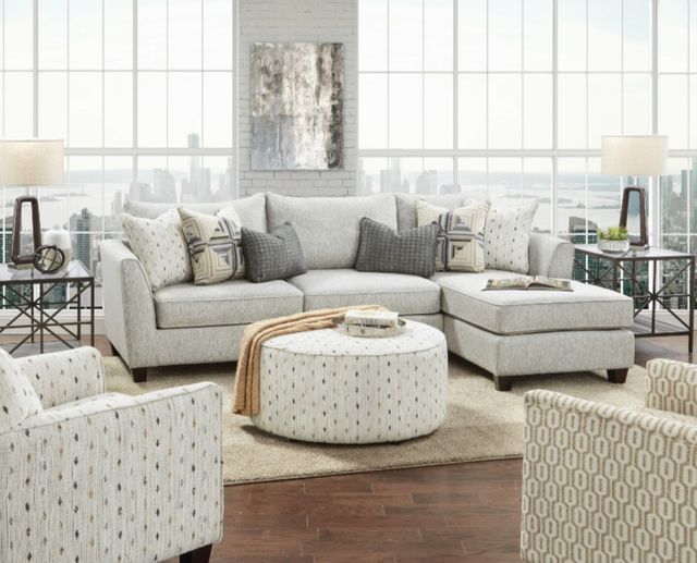 Fusion Furniture Palm Beach Iron Hedda Desert White Cocktail Ottoman-1