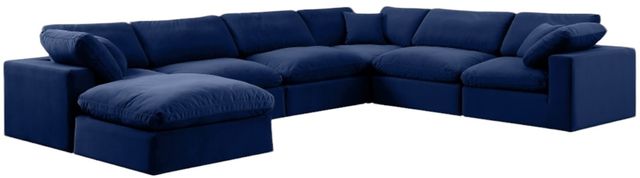 Meridian Furniture Comfy 7-Piece Navy Velvet Sectional-0