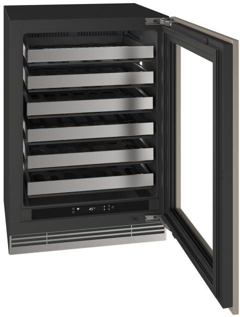 U-Line®  Home Collection 24" 5.1 Cu. Ft. Panel Ready Wine Refrigerator with Glass Door-3