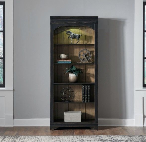 Liberty Furniture Meritage Aged Charcoal/Caramel Bunching Bookcase-1