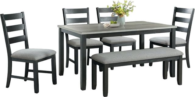 Elements International Martin 6-Piece Black/Gray Dining Set-0