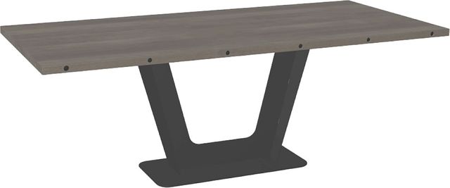 Amisco Customizable Amelia 84" Rectangular Dining Table with Decorative Bolts and 1.5" Solid Birch Top-0