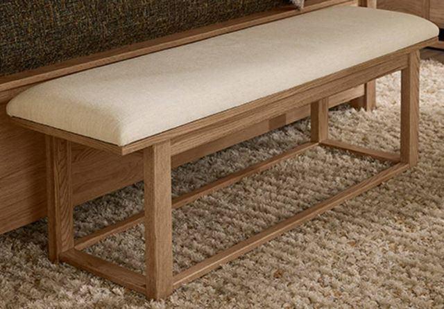 Vaughan-Bassett Lodge & Loft Blond Oak/Ivory Cream Upholstered Bench-0