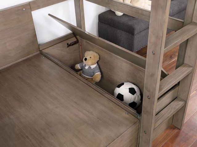 Furniture of America® Callistus Warm Gray Twin Workstation Loft Bed-2