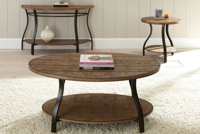 Steve Silver Co. Denise Oak Cocktail Table with Black Base-2