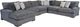 Fusion Furniture Bella Stonewash 5-Piece U-Shaped Sectional with Chaise-0