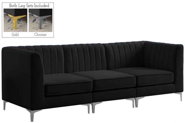 Meridian Furniture Alina Black Velvet Modular Sofa-1