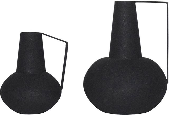 Renwil® Monarda Set of 2 Textured Matt Black Vases-1