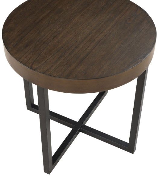 Steve Silver Co. Yukon Walnut End Table with Black Base-2
