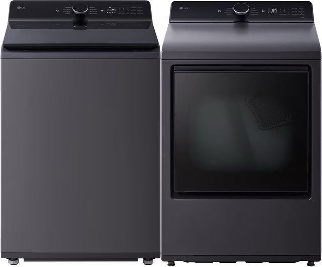 LG Matte Black Top Load Washer & Electric Dryer Laundry Pair-0