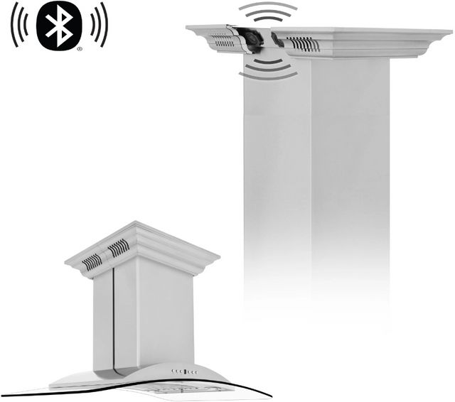 ZLINE 30" Stainless Steel Island Mounted Range Hood with CrownSound® Bluetooth Speakers-5