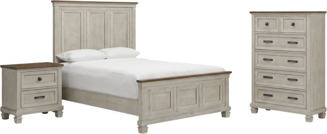 Elements International Farmington 3-Piece Medium Brown/Washed Stone Queen Panel Bedroom Set-0