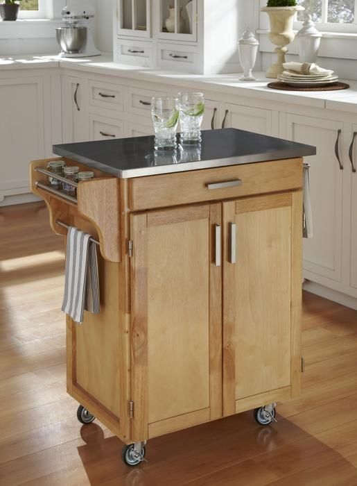 homestyles® Cuisine Cart Cart Natural/Stainless Steel Kitchen Cart-1