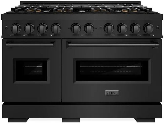 ZLINE 48" 6.7 cu. ft. Gas Range with 8 Burner DuoPro™ Cooktop and Dual Ovens in Black Stainless Steel-0
