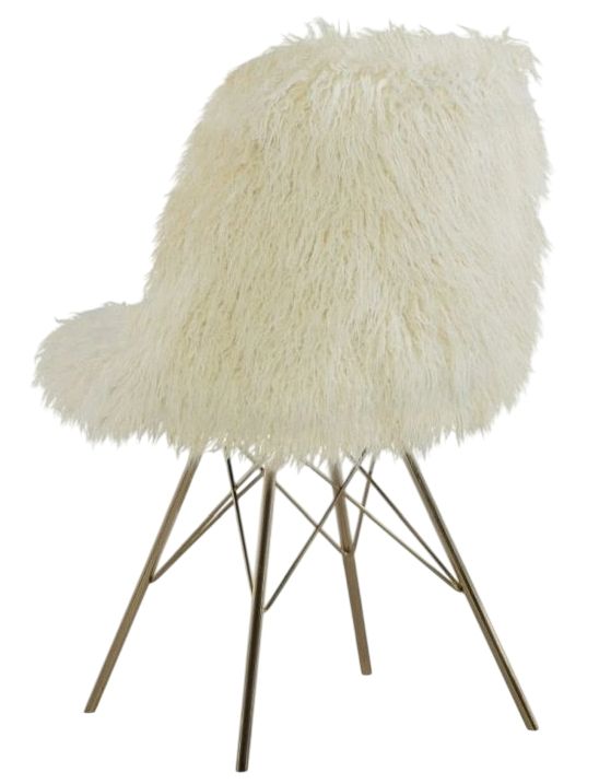 Linon Remy Gold/White Flokati Chair-3