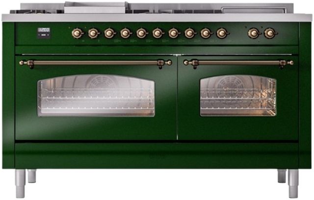 Ilve® Nostalgie II Series 60" Emerald Green Pro Style Dual Fuel Range-1