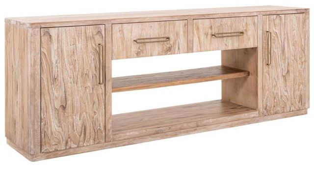 International Furniture Direct Balam White 80" Entertainment Center with Fireplace-0