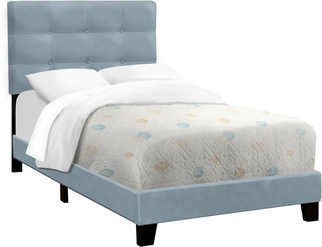 Monarch Specialties Inc. Steel Blue Twin Upholstered Panel Youth Bed-0