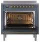 Ilve® Nostalgie II Noblesse 36'' Blue Gray Pro Style Induction Range with Brass Trim-1