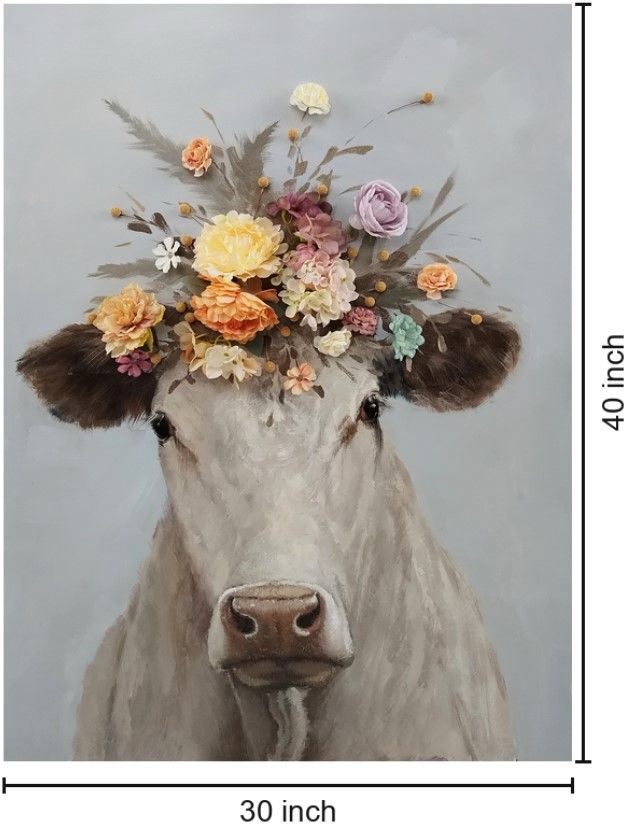 Classy Living Flower Head Cow Wall Art-2