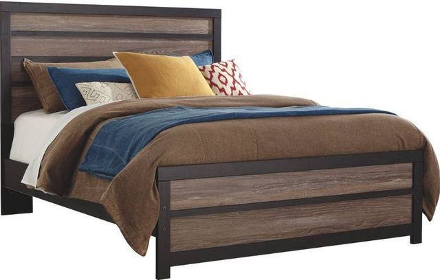 Signature Design by Ashley® Harlinton 5-Piece Warm Gray/Charcoal Queen Panel Bed Set-1