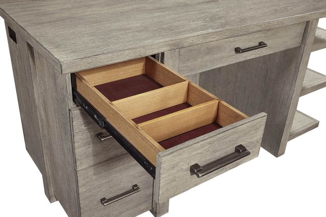 Aspenhome® Platinum Gray Linen 60" Desk with Open Shelves-3