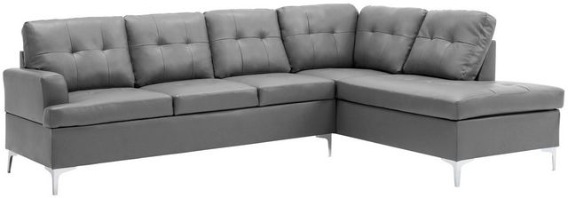 Mazin Furniture Barrington 2-Piece Gray Right-Arm Facing Sofa Sectional and Chaise
