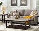 Elements International Kansas Espresso Coffee Table with Beige Marble Top-1