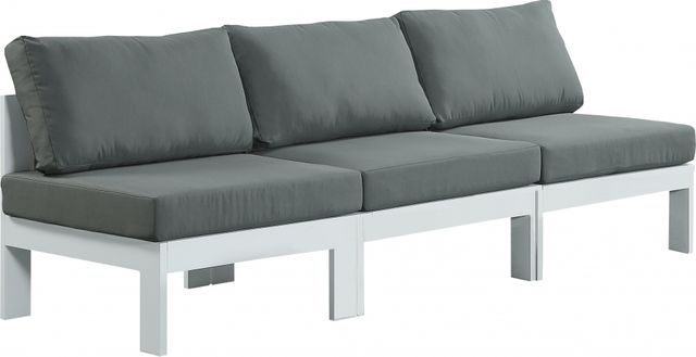 Meridian Furniture Nizuc 3-Piece Gray/White Aluminum/Fabric Outdoor Patio Armless Modular Sofa-0
