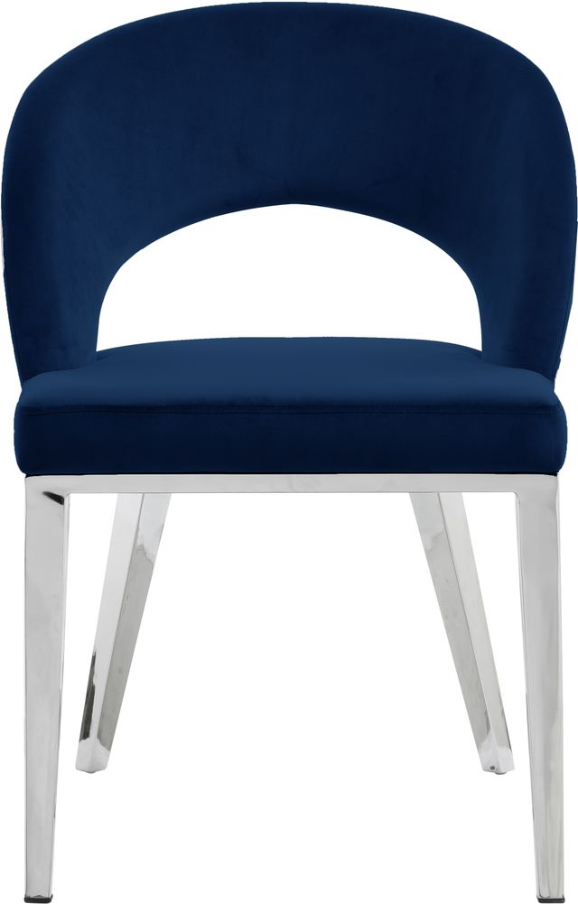 Meridian Furniture Roberto Navy/Chrome Velvet Dining Chair-1
