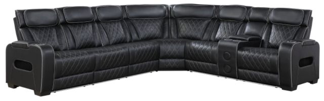 Homelegance® Fairway 3-Piece Black Power Reclining Sectional with Right Side Console-0