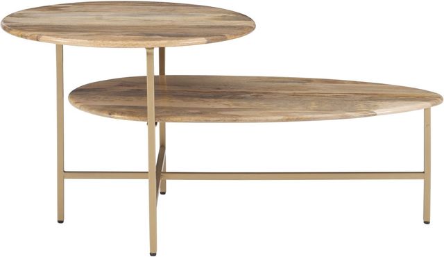 Powell® Cleo Natural 2-Tiered Coffee Table with Gold Base-2
