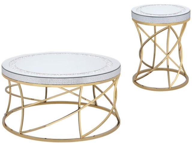 Coaster® Elise 2-Piece Mirror Top Occasional Table with Gold Base Set-0