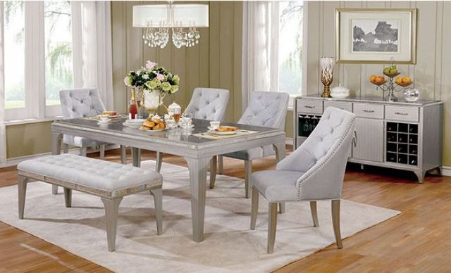 Furniture of America® Diocles 6-Piece Silver Gray Dining Set-1