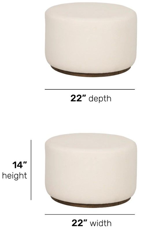 Flexsteel® Lyra Ivory Fabric Pouf Ottoman-2