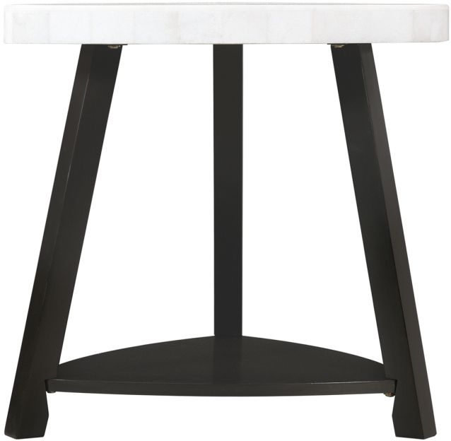 Elements International Trinity White End Table with Black Base-1