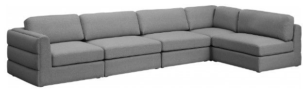 Meridian Furniture Beckham 5-Piece Grey Linen Polyester Modular Sectional-0
