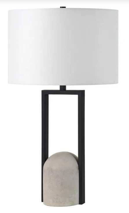 Renwil® Florah Matte Black/Natural Gray Desk Lamp-0