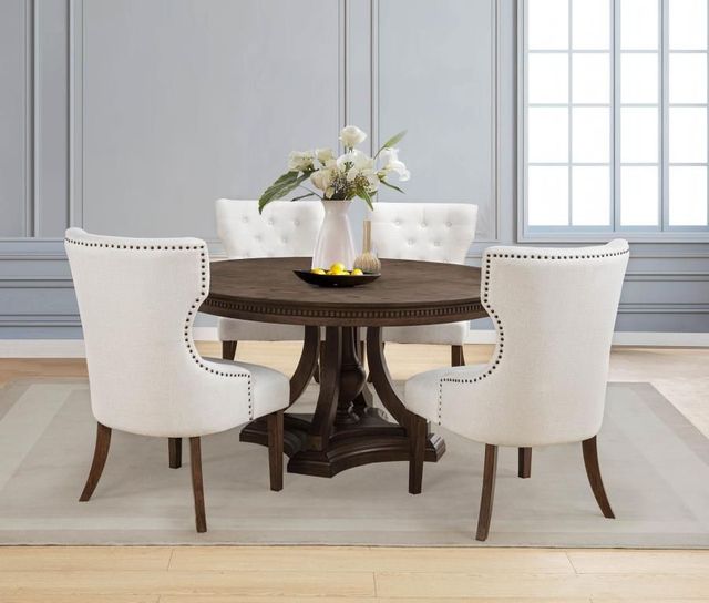 Coaster® Ridgewell 5-Piece Cream/Dark Oak Round Pedestal Dining Table Set-1