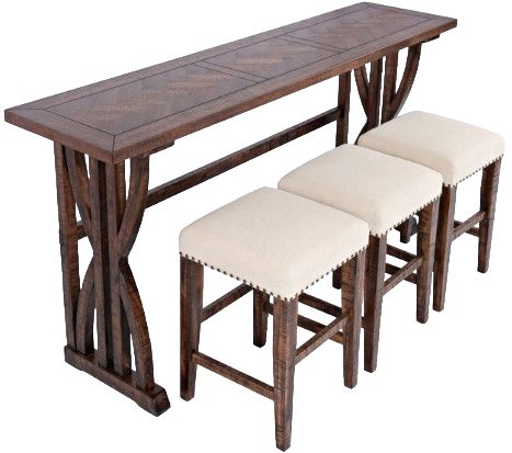 Jofran Inc. Fairview 4-Piece Oak Counter Sofa Console Table Set