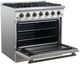 FORNO® Galiano 36" Stainless Steel Pro Style Gas Range with White Door and Antique Brass Accents-4