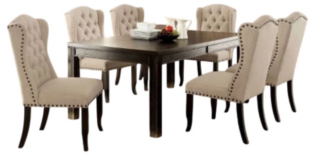 Furniture of America® Sania 7-Piece Antique Black/Beige Dining Set-0