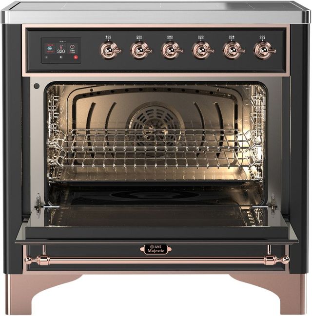 Ilve® Majestic III 36" Graphite Matte Pro Style Induction Range with Solid Door and Copper Trim-1