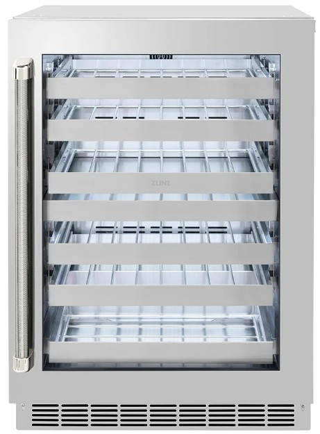 ZLINE Autograph Edition Touchstone 24 " 4.8 Cu. Ft. Stainless Steel Glass Door and Polished Nickel H