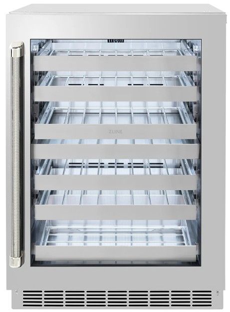 ZLINE Autograph Edition Touchstone 24 " 4.8 Cu. Ft. Stainless Steel Dual Zone with Glass Door and Polished Nickel Helix Handle-0