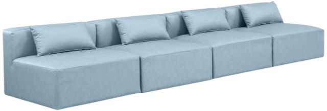 Meridian Furniture Cube 4-Piece Light Blue Vegan Leather Armless Sectional-0
