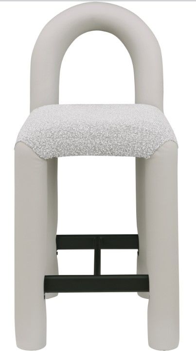 Meridian Furniture Amari Cream/Taupe Leather Upholstered Counter Stool-1