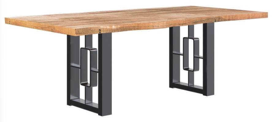 Country View Woodworking Customizable Omaha Live Edge Sap Cherry Top 78" Dining Table with Metal Base