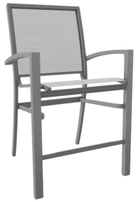 Telescope Casual Kendall Abalone/Graphite Aluminum/Fabric Outdoor Sling Stacking Balcony Height Arm Chair-0