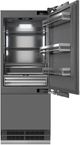 ZLINE Autograph Edition 30" 16.1 Cu. Ft. Panel Ready Built-In Bottom Freezer Refrigerator with Water Dispenser, Ice Maker, Graphite Gray Interior and Polished Gold Handles-3